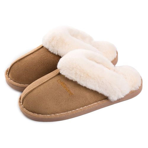 Chaussons Femmes Maison Mémoire Mousse Bois Plancher Faux Daim À Fourrure Mules Automne Hiver Intérieur/Extérieur (38,5-40 Eu)