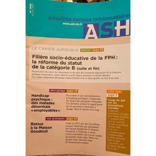 Revue Actualités Sociales Hebdomadaires Ash N° 2856 Avril 2014