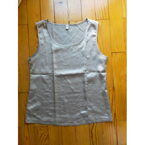 Haut / Top / Débardeur Style Soie, Gris Clair M