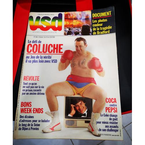 Vsd N°402 15 Mai 1985 - Coluche - Tragédie De Bradford -Juliette Binoche - Prisons En France -Voir Le Sommaire En Photo