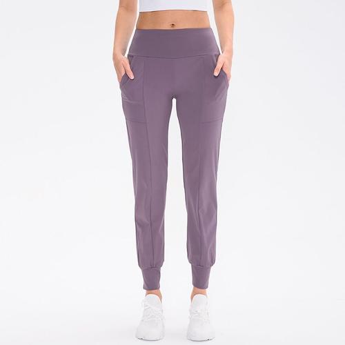 Pantalon De Sport Lâche Pour Femmes Avec Poches Taille Haute Élastique Pour Le Fitness Et La Course En Traiute Couleur Lotus Taille S