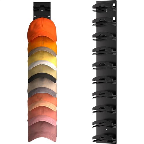 Porte chapeaux mural avec adhésif puissant pouvant contenir jusqu'à 10 chapeaux, Porte casquette mural, Support casquette mural, Rangement casquette, Présentoir rangement pour chapeaux, Noir