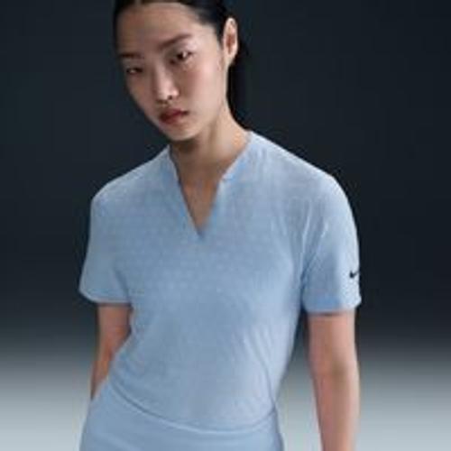 Polo De Golf À Manches Courtes Et Col Minimaliste En Jacquard Dri-Fit Nike Tour Pour Femme - Bleu