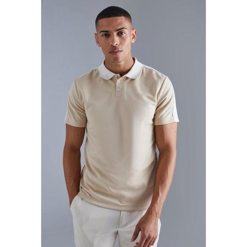 Polo Cintré À Bandes Latérales - Man Homme - Beige - L, Beige