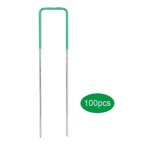 Gazon Artificiel Demi-Vert, 100 PièCes, Broches En U, Piquets En MéTal Galvanisé, Agrafes Pour Mauvaises Herbes