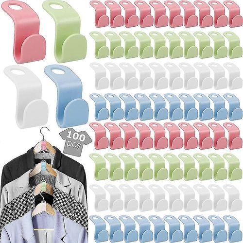 100pcs Vêtements Hanger Connecteurs Crochets, Crochets de cintre en cascade, Clips d¿extension Cintres en cascade