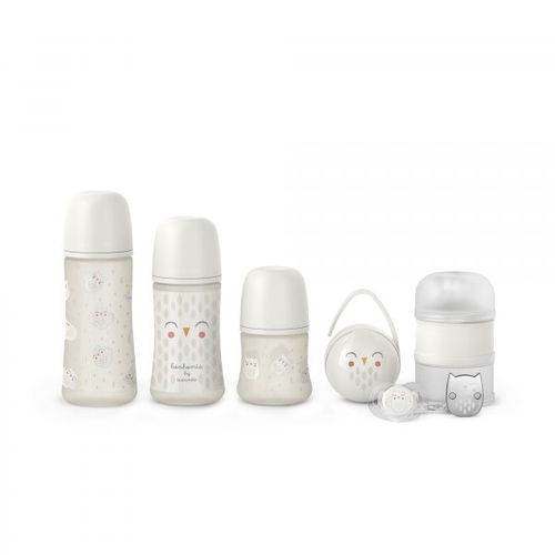 Coffret Biberons Welcome Baby Set Bonhomia Gris