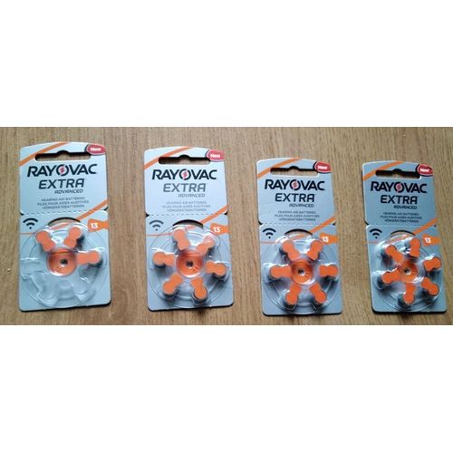 Lot de 4 paquets de piles pour appareils auditifs « Rayovac Extra »