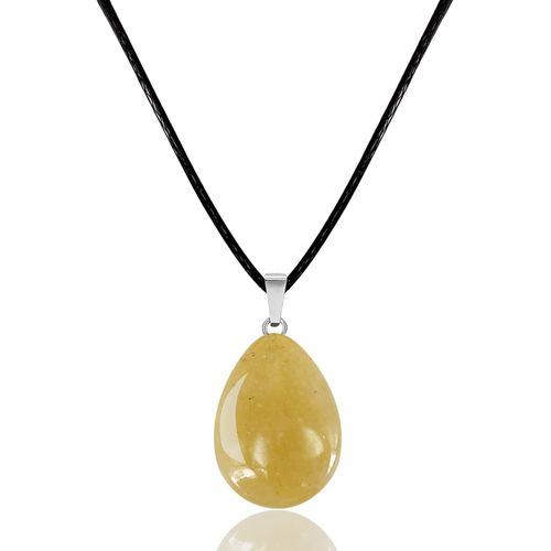 - Collier Pour Femme Avec Pendentif En Pierre Naturelle - Collier En Pierre Naturelle En Forme De Goutte Avec Cordon En Cuir[X2030]