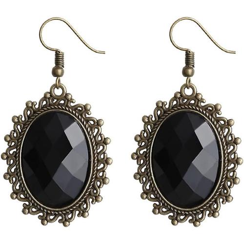 Gothic Noir Sexy Lace Neck Choke Choke Accessoires De Fête Halloween (Boucles D'oreilles Noires)[X2375]