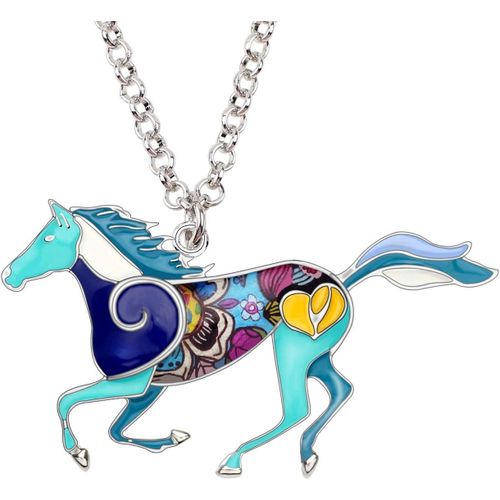 Collier Cheval En Email Cadeaux Pendentif Cheval Bijoux Pour Femmes Filles Amoureux Des Chevaux Cadeau Charms[X2449]
