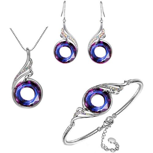 Ensemble De Bijoux Pour Femme Pendentif Collier Boucles D'oreilles Bracelet En Forme De Paon Pour Anniversaire Noël Cadeau[X3301]