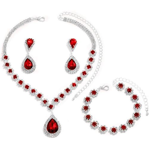 Parure Bijoux Femme Élégantes Glamour Bijoux Parure Mariée Mariage Bijoux Parure Pendentif Collier Et Bracelets Boucles D'oreilles Con Strass Parure Bijoux Cadeau[X3637]