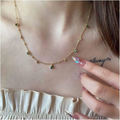 Collier Pendentif Émeraude Bohème Collier Pendentif Strass Vert Collier Pendentif Or Collier Cz Larme Collier Choker Collier Émeraude Bijoux Pour Femmes Et Filles[X3321]