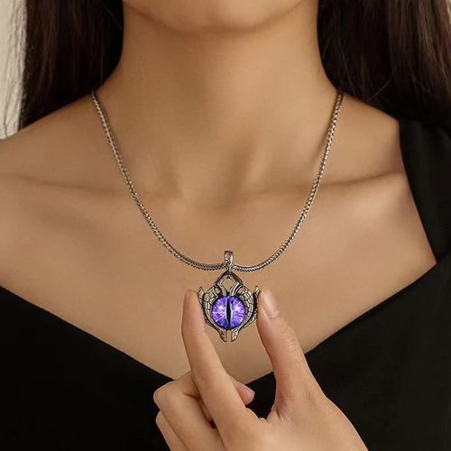 Collier Gothique Oeil Maléfique Chaîne En Acier Inoxydable Collier Oeil Maléfique Collier Crâne Démon Vintage Collier Pendentif Turc Bijoux Chanceux Pour Femmes Hommes[X3679]