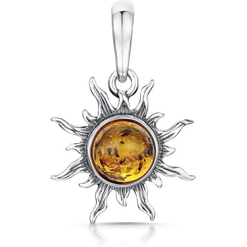 Pendentif Soleil En Argent Sterling 925 Avec Ambre De Différentes Couleurs[X4507]