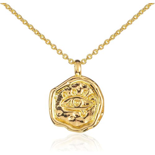 Collier Mauvais Oeil Pour Femme Et Jeune Fille, Chaîne Et Pendentif En Disque Irrégulier Avec Un Motif D'oeil Nazar, Bijoux Femme Avec Pochette Cadeau[X3667]