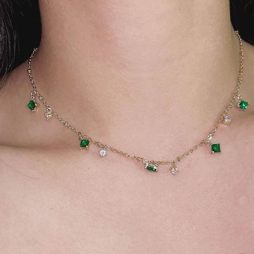 Collier Émeraupierres Précieuses Vintage Collier Cristal Vert Collier Pendentif Pierres Précieuses Vertes Collier Ras Du Cou Pendentif Émeraugoutte D'or Bijoux Pour Femmes Et Filles[X4105]