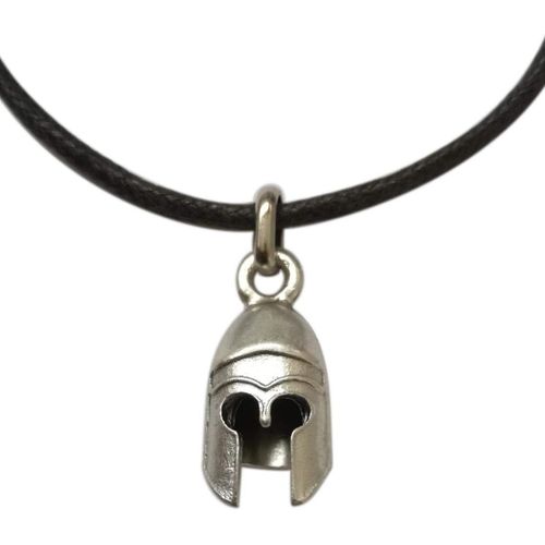 Pendentif Mini Casque Grec Antiques Plaqué Argent Avec Collier. Symbole De Force, Courage Et Loyauté. Idée Cadeau Originale Amateurs De La Grèce Antique. Casque Corinthien Spartiate Miniatur[X1645]
