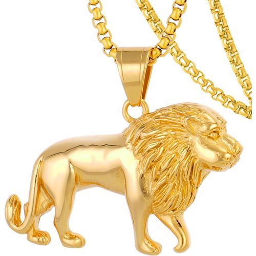 Collier Punk Animal, Pendentif Lion En Acier Inoxydable Avec Strass, 24 Pouces, Collier Hip Hop Rock R&b Music Cadeaux Pour Les Hommes Cool Et Les Femmes[X2182]