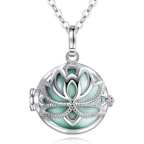 Eudora Har Ball Collier Bola De Grossesse Pendentif Lotus Yoga Avec Musique Souhaitant Carillon Balle Pour Femme Mère Bébé Beau Cadeau De Bijoux, Chaîne De 114 Cm Et 76 Cm[X1454]