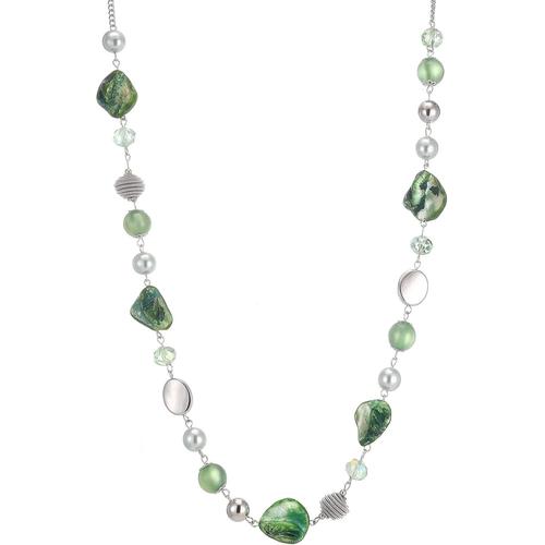 Long Collier De Perles En Pierre Pour Femmes Collier De Chaîne En Argent Avec Cristaux De Coquillage Bijoux De Mode Cadeau Noël Pour Maman[X445]