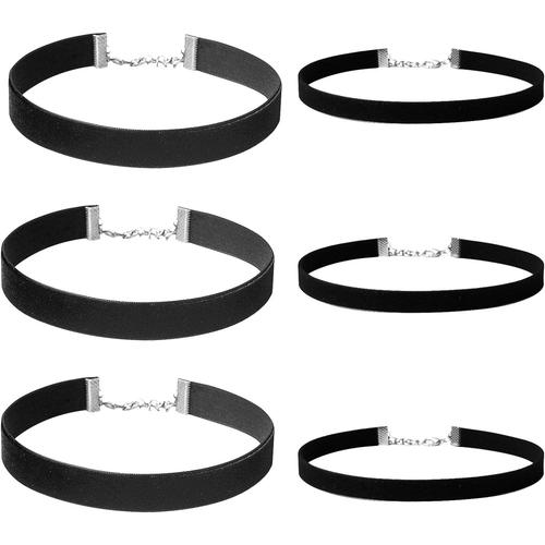 6 Pièces Ruban Collier Ras Du Cou Pour Femmes Filles, Collierras Du Cou Fille En Velours Noir Réglable Gothique Collier, Adapté Pour Les Gendez-Vous, Les Banquets De Mariage[X452]