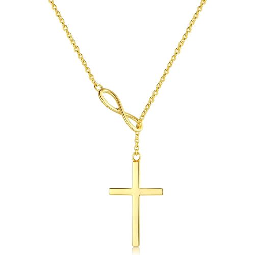 Collier Croix Femme En Argent 925/1000 Chretienne Religieux Infini Pendentif Et Chaîne Cadeau Bijoux Pour Femme Filles - Chaîne Ajustable 40 + 5 Cm[X5825]