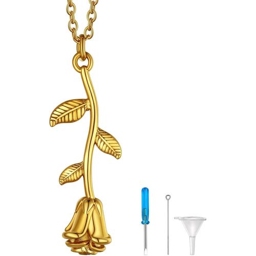 Collier Urne Pour Cendres Animaux Homme Femme,Pendentif Crâne/Serrure/N?ud Urne Funéraire Plaqué Or/Noir/Acier Inoxydable Avec Chaine 50+5cm,Bijoux Crémation Waterproof[X2717]
