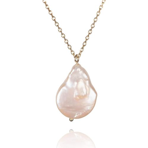 Collier Pendentif Pour Femme Avec Une Perle Baroque, Chaine Et Pendentif En Plaquée Or Avec Une Perle Baroque, Simple Collier Pendentif Or Avec Perle Baroque Pour Femme Et Jeune Fille[X2729]