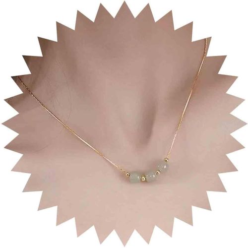Collier De Perles Vertes Boho Collier Ras Cou En Or Chaîne Fine Collier Pendentif Pierre Verte Collier Unique De 3 Perles Cristal Collier Cristal Guérison Collier Cristal Bijoux Pour Femmes[X3946]