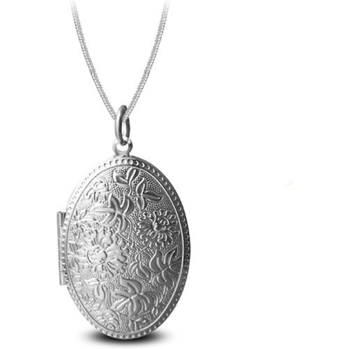 Photo Pendentif Ouvrant Modèle De Fleur Ovale Femme Homme Pendentif Collier Or/Argent Cadeau De Noël[X1402]