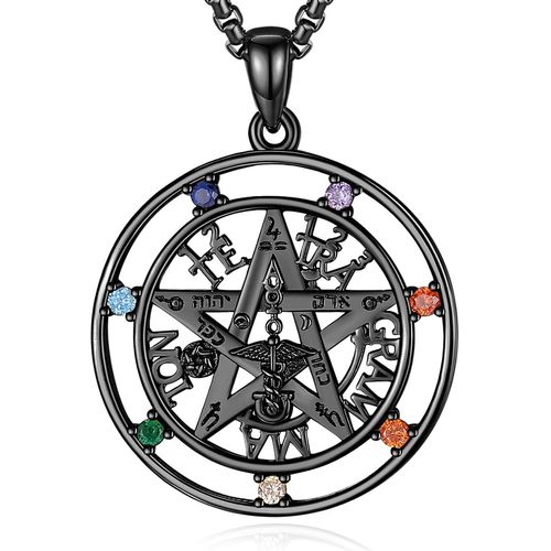 Eudora Har Ball Collier Pentagramme En Argent Sterling 925 Pour Hommes Et Femmes, Énergétique Tétragramme Roi De Salomon Pentacle Étoile Garde Pendentif De Protection Bijoux Cadeau, 61 Cm[X5895]