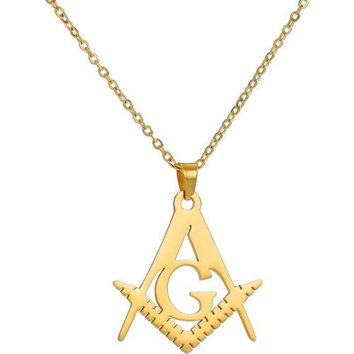 Collier Avec Pendentif Symbole Maçonnique Franc-Maçon - Société Secrète - Carré Et Boussole - Symbole Maçonnique - Acier Inoxydable - Bijoux - Chaîne Cadeau[X5110]
