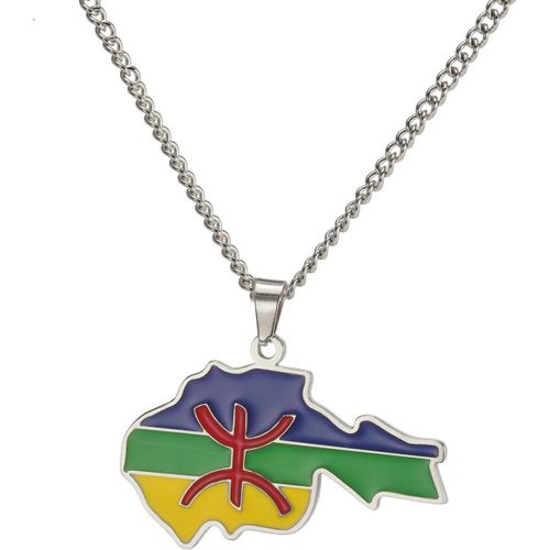 Collier Carte Des Pays Berbères Africains Pendentif Symbole Berbère Africain Collier Ethnique Africain Tribu Musulmane Égypte Religieuse Kabyle Amazigh Bijoux Pour Femmes Hommes Cadeau[X1533]