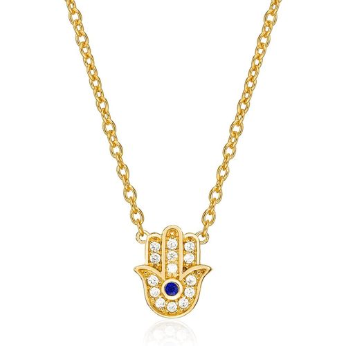 Collier Pendentif Femme En Main De Fatma, Collier Khamsa Serti De Pierres En Zirconia Pour Femme Et Jeune Fille, Collier Femme Argent, Or Jaune Ou Or Rose[X3213]