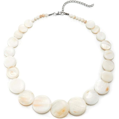 Blanc Cercle Disque Nacre Perle Chaîne Pendentif Choker Collar Collier - Robe De Soirée Banquets Unique[X1542]
