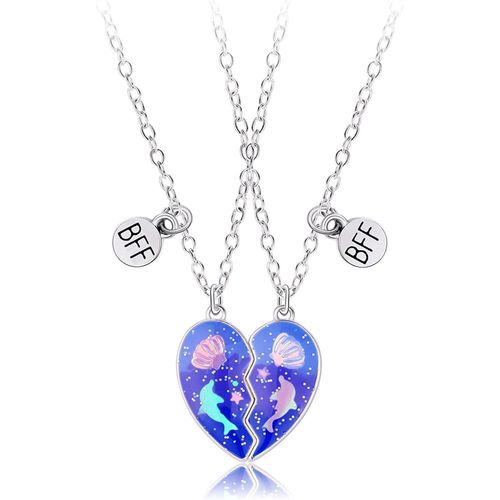 2 Pièces Bijoux Fille, Collier Amitié Pour 2 Fille, Bijoux Enfants Fille, Colliers Pendentif De Dessin Animé Pour Les Cadeaux D'anniversaire Et De Noël Des Filles[X1132]