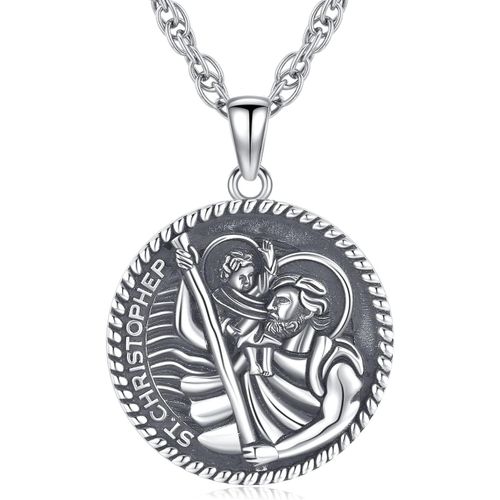 Collier Saint Michel/Saint Christophe/St Benoît Croix En Argent Sterling 925 Archange Pendentif Médaille Religieux Protection Bijoux Pour Homme Femme[X4989]