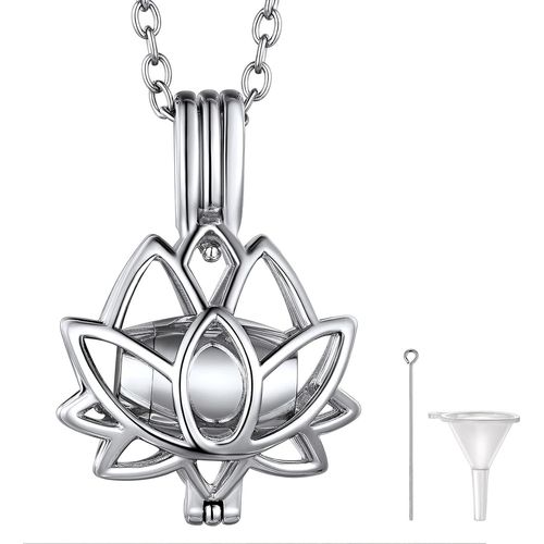 Collier Urne Pour Cendres Animaux Homme Femme,Pendentif Pétales Urne Funéraire Plaqué Or/Argent/Or Rose Acier Inoxydable Avec Chaine,Bijoux Crémation Waterproof + Kit De Remplis[X4870]
