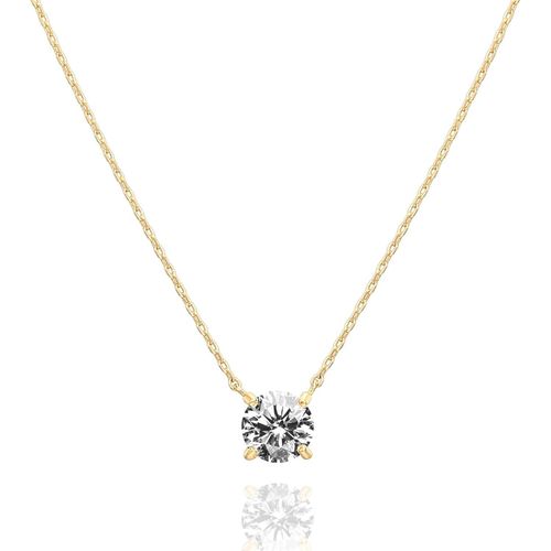 Collier Ras Du Cou Cz Dainty En Or 14k Plaqué Or Avec Cristaux Swarovski Solitaire 1,5 Carat (7,3 Mm) | Colliers En Or Pour Femme[X1571]