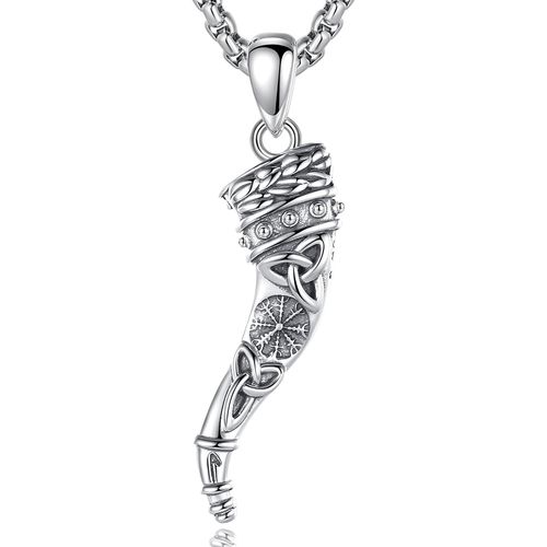 Eudora Har Ball Colliers Et Bague Viking En Argent Sterling Pour Homme Femme, Énergie Arbre De Vie Loup Cheval Dragon Corbeau Corne Aigle Pendentif Bijoux Cadeau, 22""+24""[X1998]