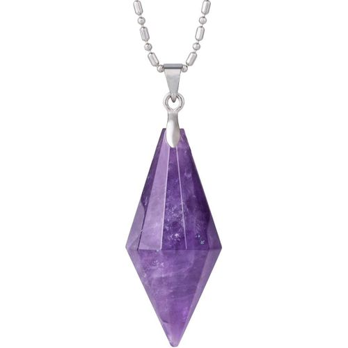 Collier Géométrique En Chakra Pierre De Cristal Conique Pour Femme Et Homme, Cône Pointé Protection Pendentif En Pierre Precieuse D'énergie, 22.8""[X2822]