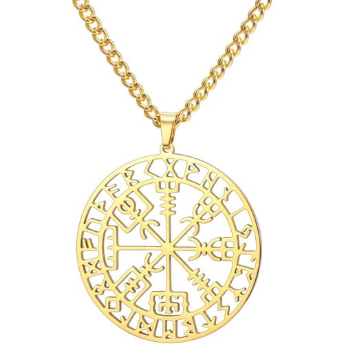 Vegvisir Collier Boussole Pour Femme En Acier Inoxydable Viking Nordique Vegvisir Rune Talisman Charm Bijoux Pendentif Collier Pour Femme[X4896]