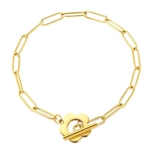 Bracelet "Fleur" En Acier Inoxydable Plaqué Or 18 Carats,