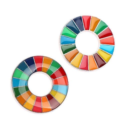 2 Pcs Enamal 17 Couleurs Objectifs De Développement Durable Broche Nations Unies Pin Badge