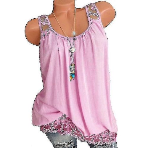 Femmes Sans Manches Dentelle Baggy Casual Vest Top Blouse Beach Swing Tank Plus Size