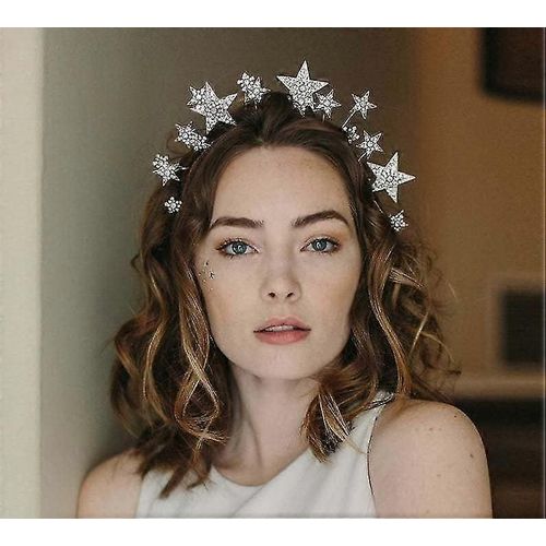 Bandeaux Étoilés, Bandeau De Strass Étoilé Pour Les Filles, Couvre-Chef De Mariage De La Princesse Nuptiale Crystal Tiara Crown
