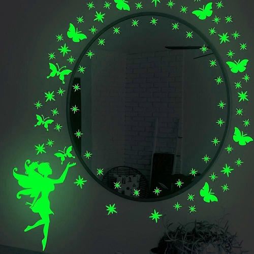 Autocollants lumineux de fées sur le mur pour la chambre des enfants, décalcomanies murales, autocollants Glow In The Dark Butterfly Stars