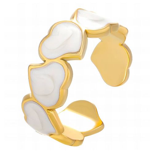 Bague "C?ur" En Acier Inoxydable Plaqué Or 18 Carats,
